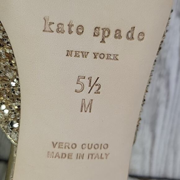 Kate Spade New York Glendi Gold Glitter Slip On Mules Womens Size 5.5 NEW - Picture 9 of 15